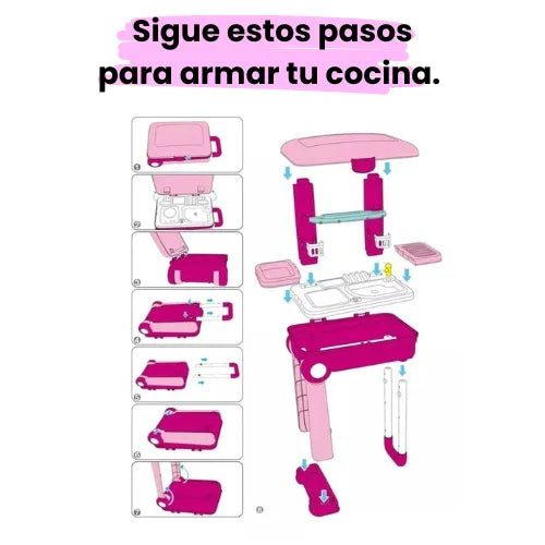 Cocina Rodachines Con Accesorios Para Niña