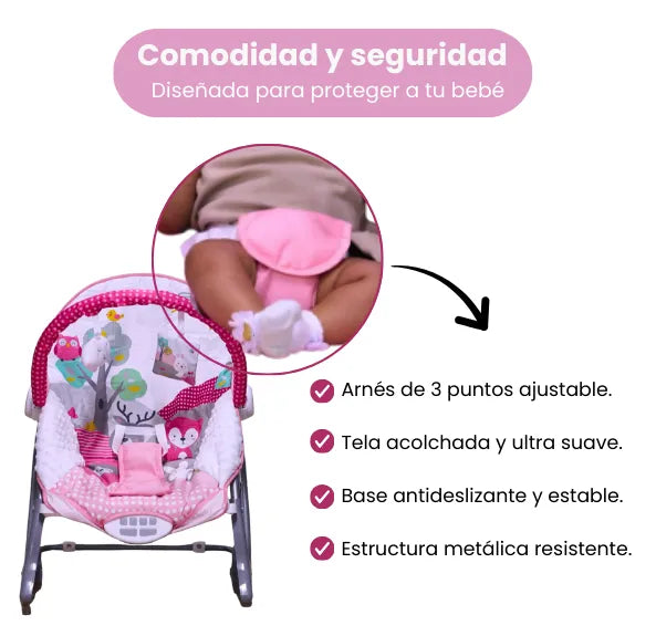 Silla Balancín Para Bebé Recién Nacido Con Vibración Relajante, Juguetes Y Sonidos Musicales