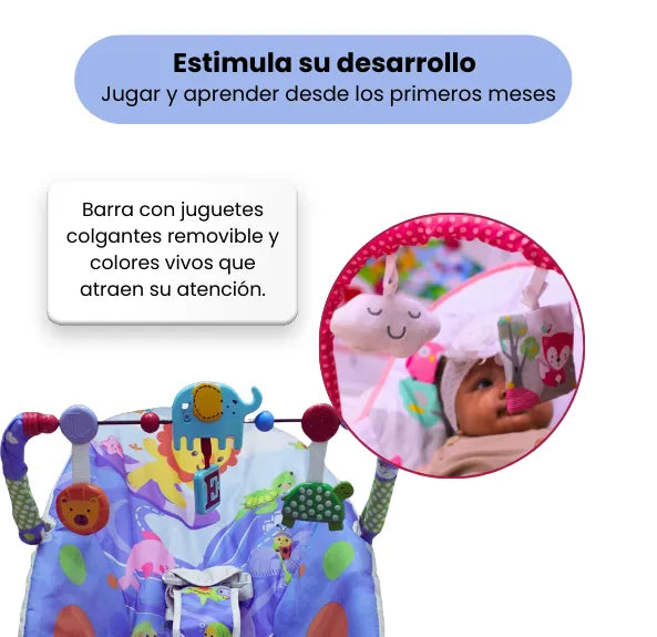 Silla Balancín Para Bebé Recién Nacido Con Vibración Relajante, Juguetes Y Sonidos Musicales