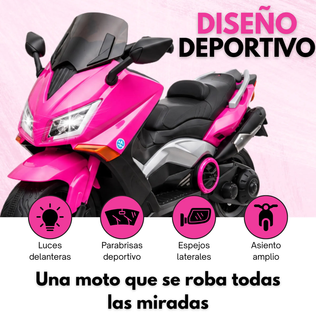 Montable Moto Max Eléctrica Infantil 12V Fucsia Para Niña