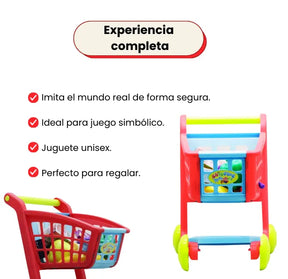 Carrito Supermercado Infantil Con Frutas Y Verduras De Juguete Para Niñas Y Niños