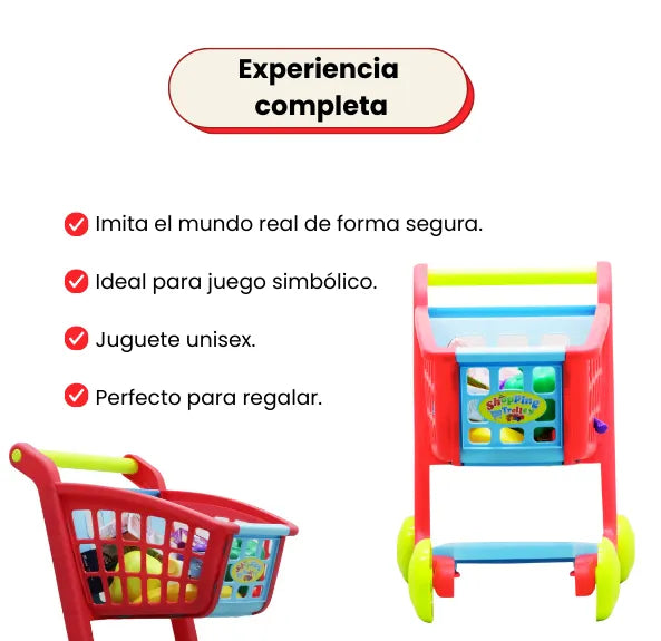 Carrito Supermercado Infantil Con Frutas Y Verduras De Juguete Para Niñas Y Niños