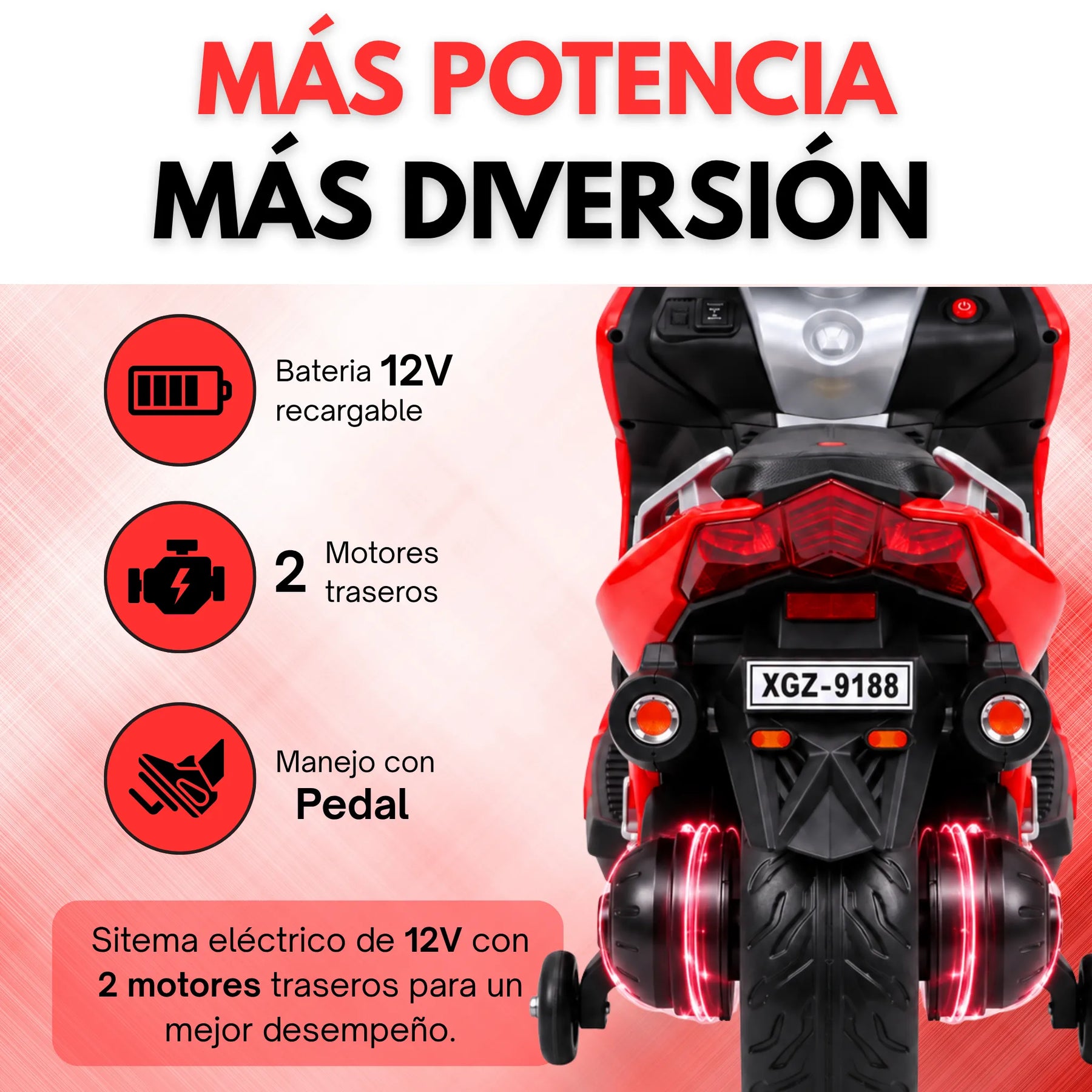Montable Moto Max Eléctrica Infantil 12V Roja Para Niño