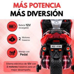 Montable Moto Max Eléctrica Infantil 12V Roja Para Niño