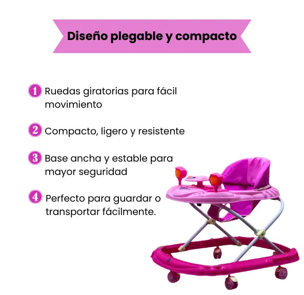 Caminador Para Bebé con Luces Y Sonidos Plegable Para Niños Y Niñas