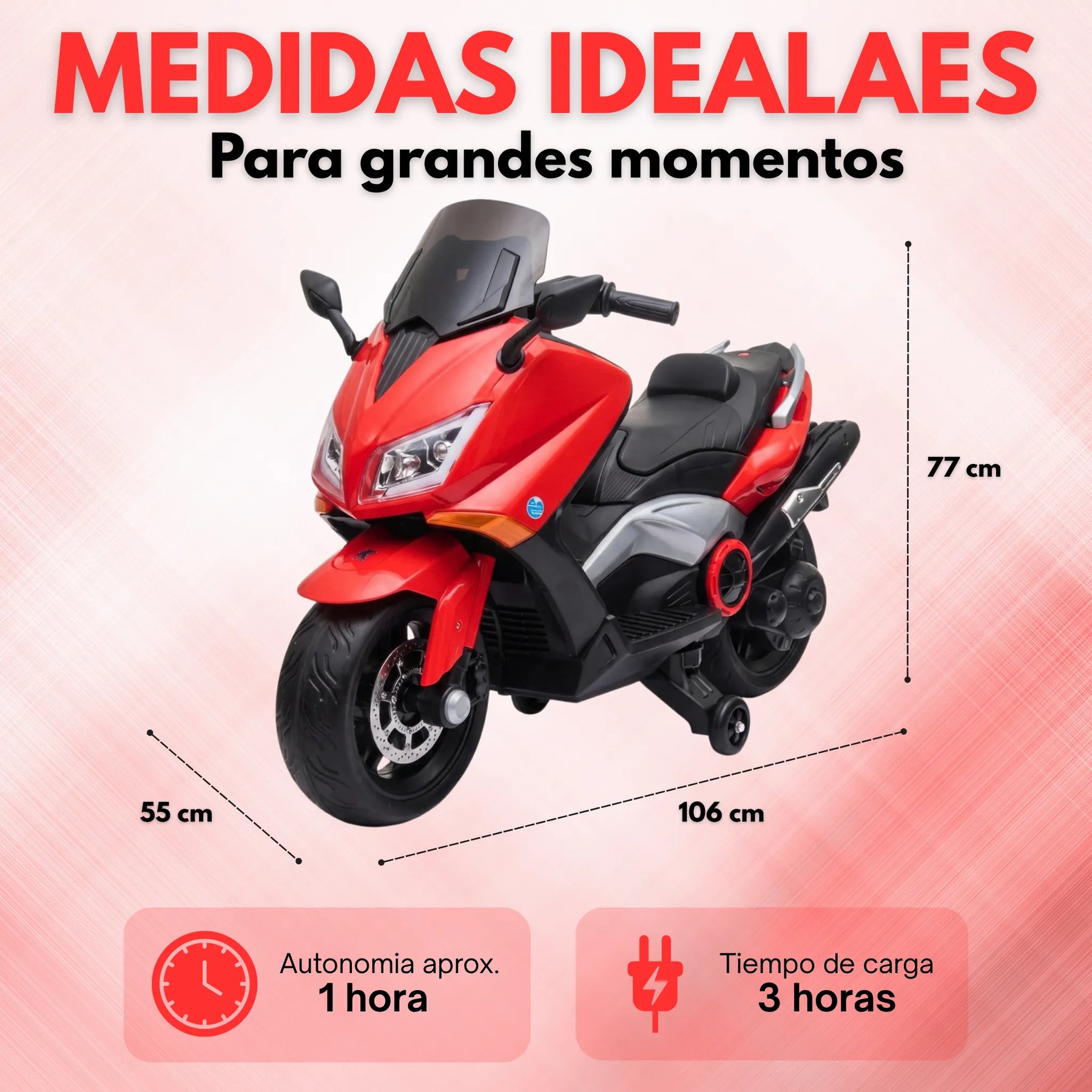 Montable Moto Max Eléctrica Infantil 12V Roja Para Niño