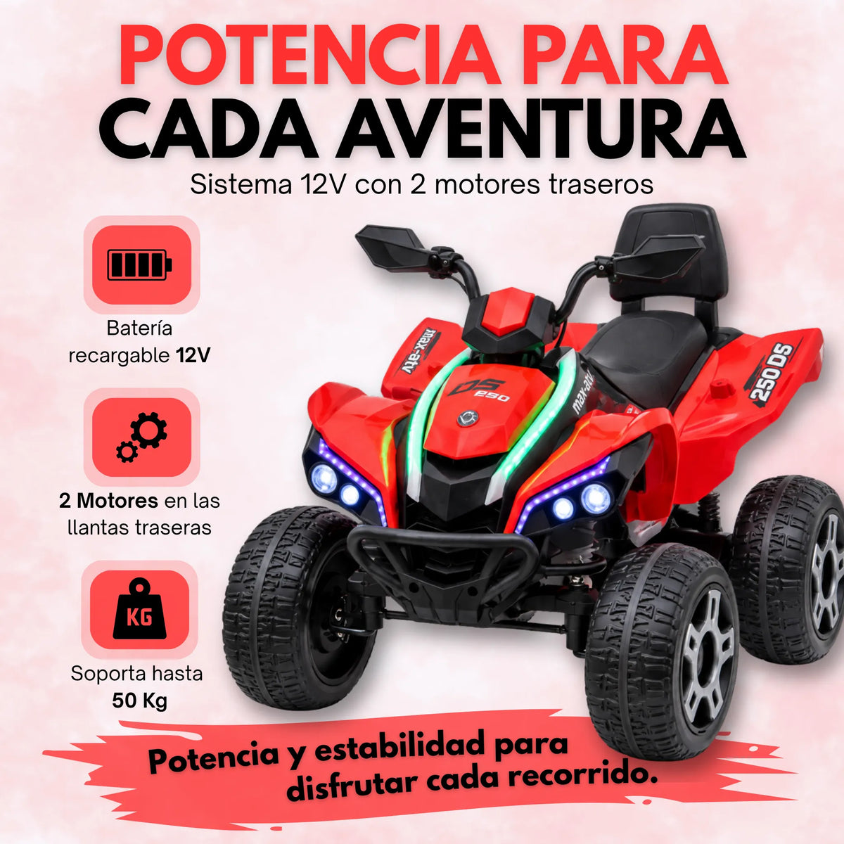 Montable Cuatrimoto Eléctrica Infantil Para Niño con Bluetooth