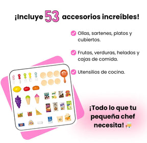 Cocina Infantil Pequeña Incluye 53 Piezas De Juguete Para Niñas