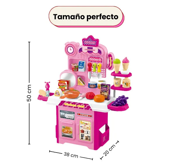 Cocina Infantil Pequeña Incluye 53 Piezas De Juguete Para Niñas