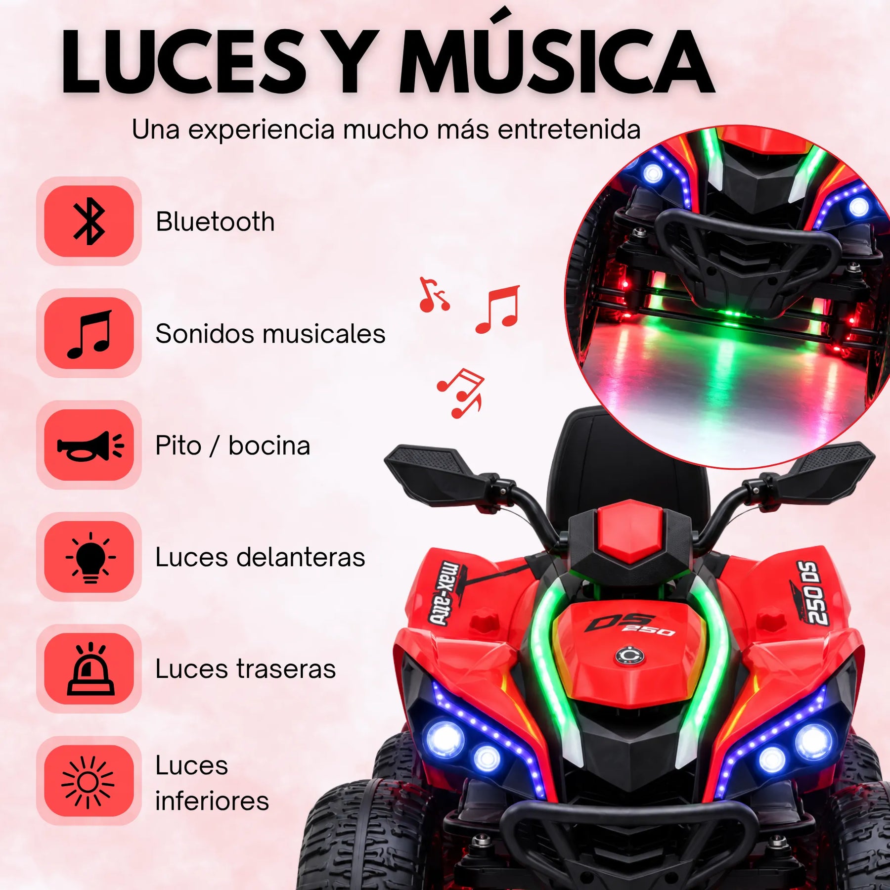Montable Cuatrimoto Eléctrica Infantil Para Niño con Bluetooth