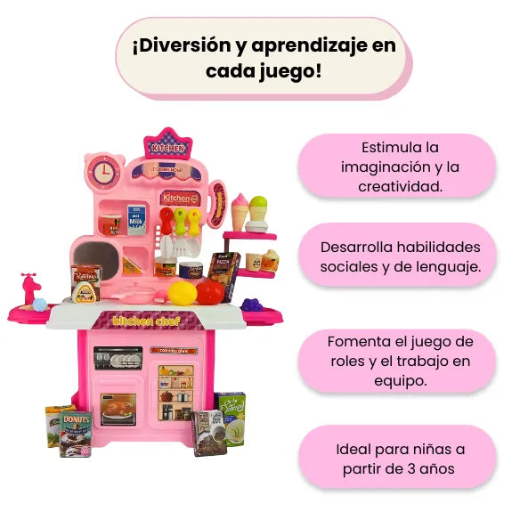 Cocina Infantil Pequeña Incluye 53 Piezas De Juguete Para Niñas