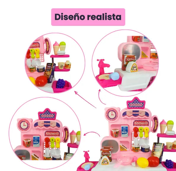 Cocina Infantil Pequeña Incluye 53 Piezas De Juguete Para Niñas