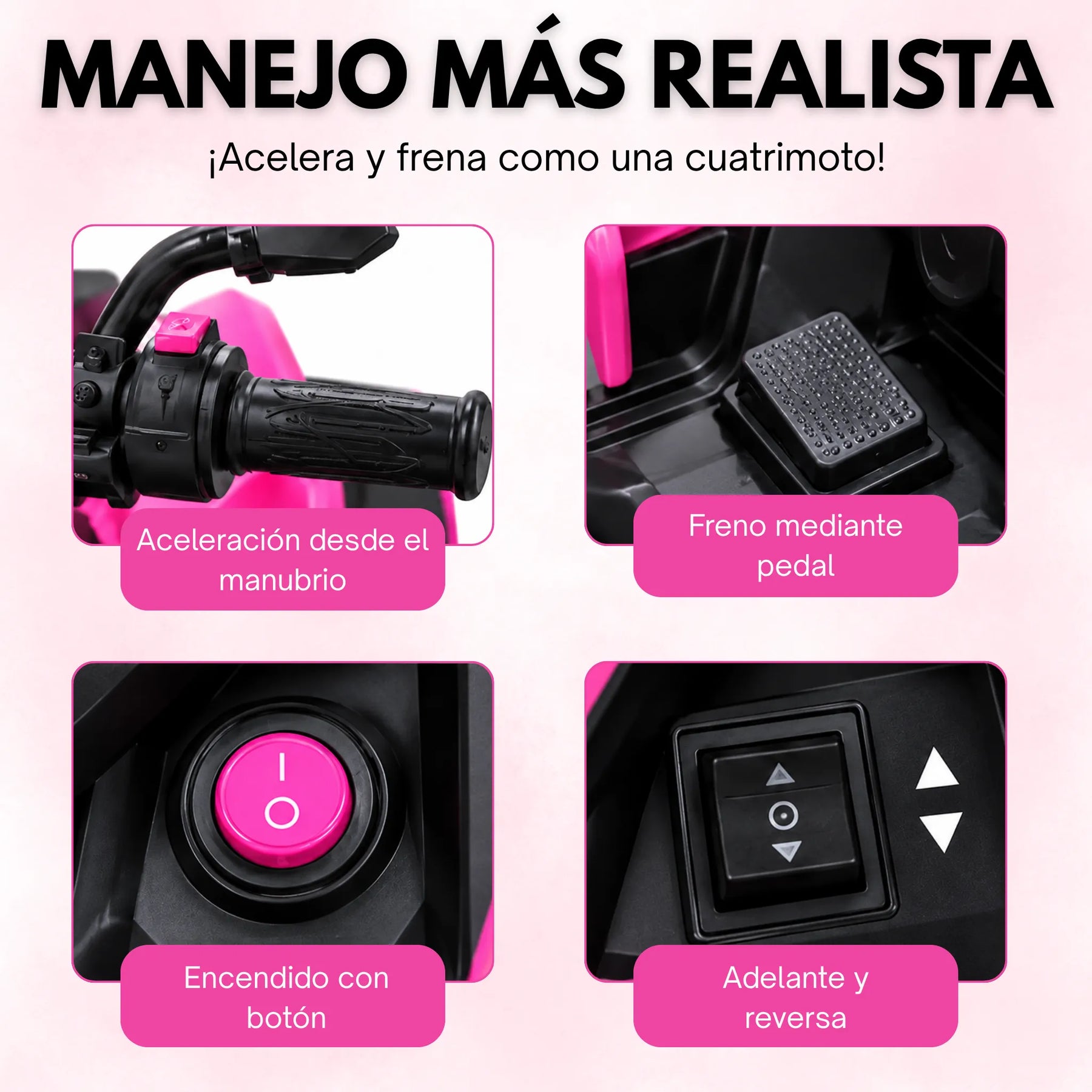 Montable Cuatrimoto Eléctrica Infantil Para Niña con Bluetooth