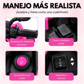 Montable Cuatrimoto Eléctrica Infantil Para Niña con Bluetooth