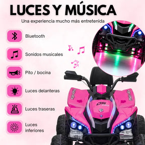 Montable Cuatrimoto Eléctrica Infantil Para Niña con Bluetooth