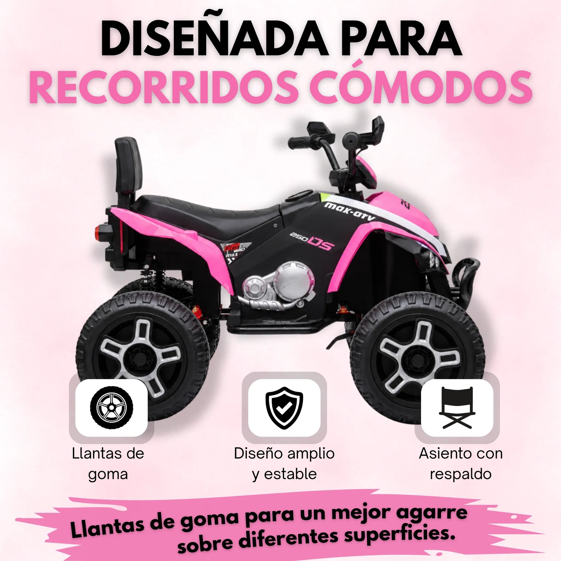 Montable Cuatrimoto Eléctrica Infantil Para Niña con Bluetooth