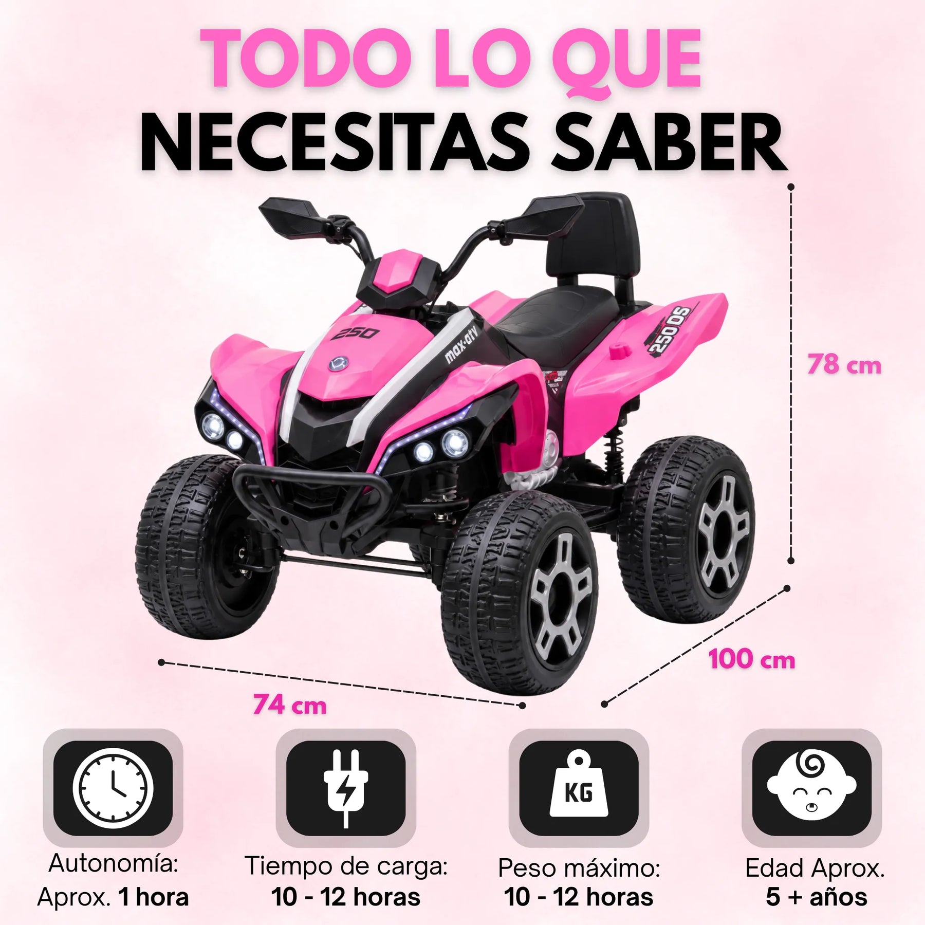 Montable Cuatrimoto Eléctrica Infantil Para Niña con Bluetooth