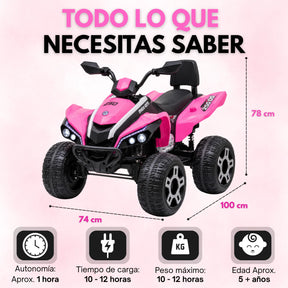 Montable Cuatrimoto Eléctrica Infantil Para Niña con Bluetooth