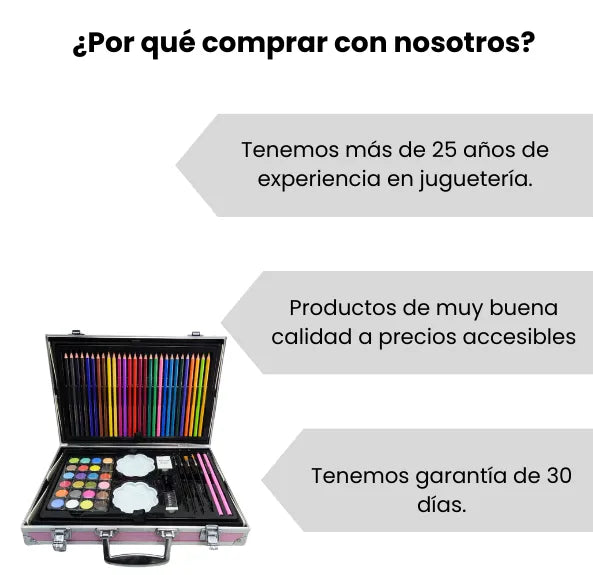 Set De Arte Maletín Por 145 Piezas Metálico Para Niñas Incluye Crayones Pinturas Acuarelas