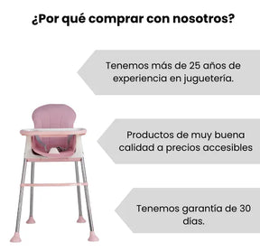Silla Comedor Infantil Con Bandeja Y Ruedas Altura Ajustable Para Niñas