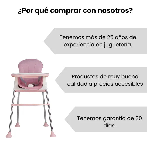 Silla Comedor Infantil Con Bandeja Y Ruedas Altura Ajustable Para Niñas
