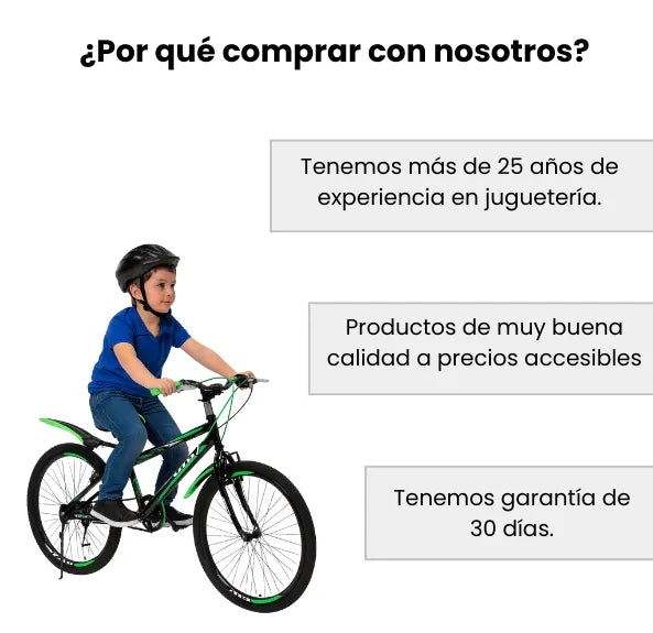 Bicicleta Rin 26 para Niño  Marco Resistente Color Negro con Verde