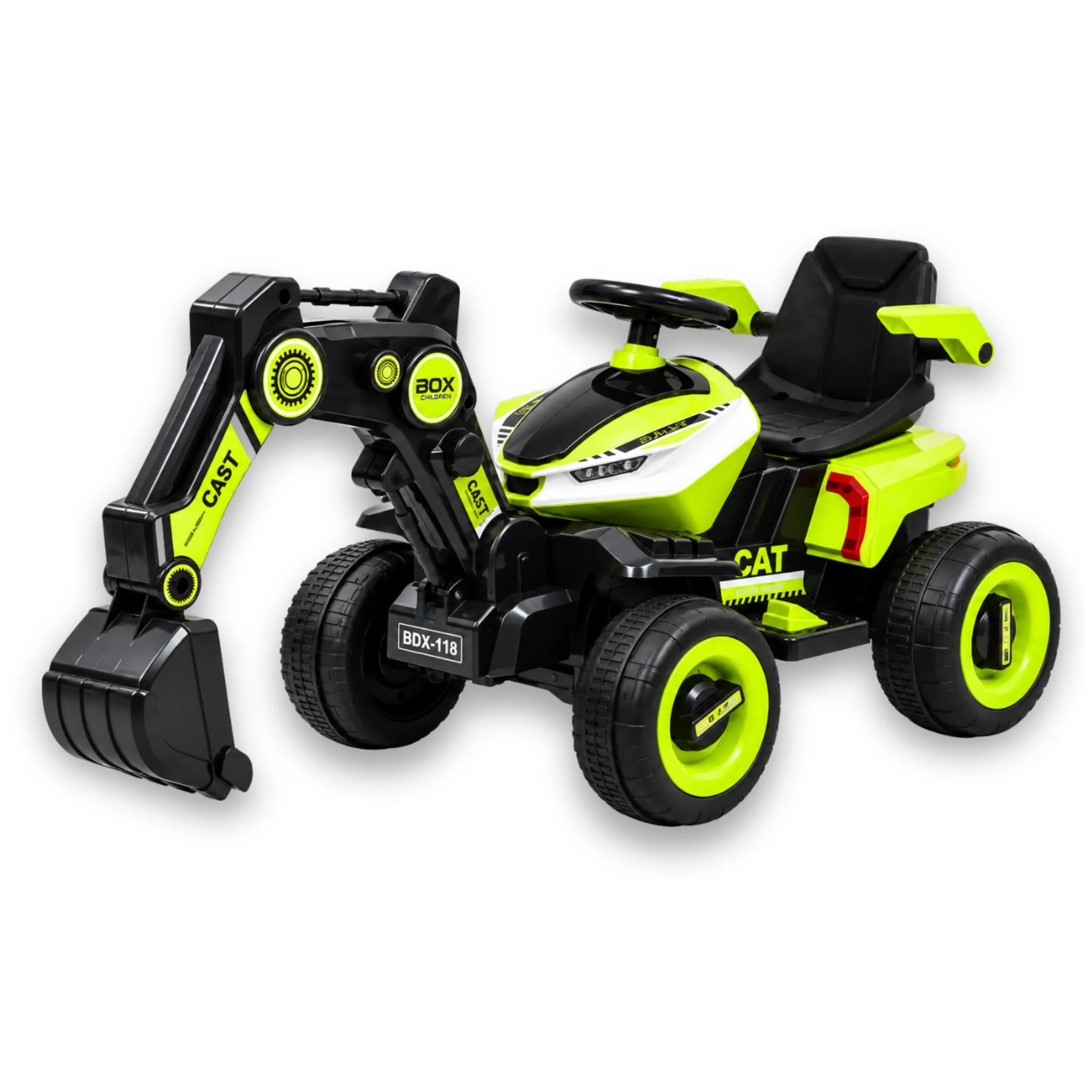 Montable Retroexcavadora Eléctrica Infantil Montable con Brazo Excavador, Luces, Música y Bluetooth