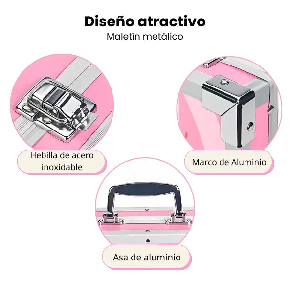 Set De Arte Maletín Por 145 Piezas Metálico Para Niñas Incluye Crayones Pinturas Acuarelas