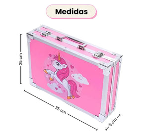 Set De Arte Maletín Por 145 Piezas Metálico Para Niñas Incluye Crayones Pinturas Acuarelas