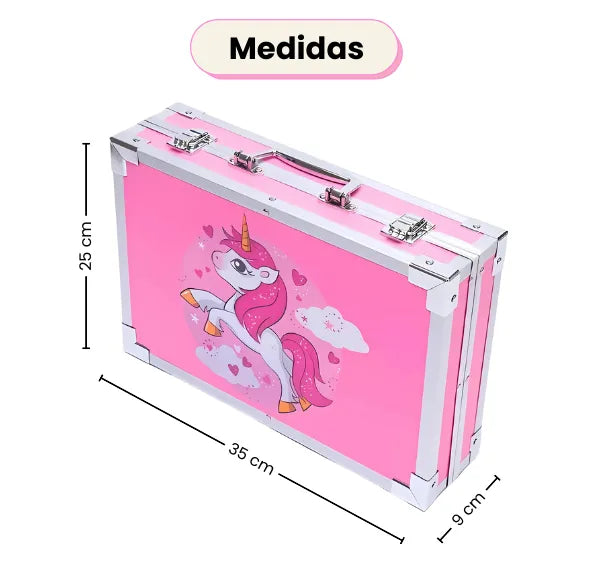 Set De Arte Maletín Por 145 Piezas Metálico Para Niñas Incluye Crayones Pinturas Acuarelas