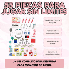 Consultorio Médico Infantil 55 Piezas con Luces, Sonidos y Accesorios