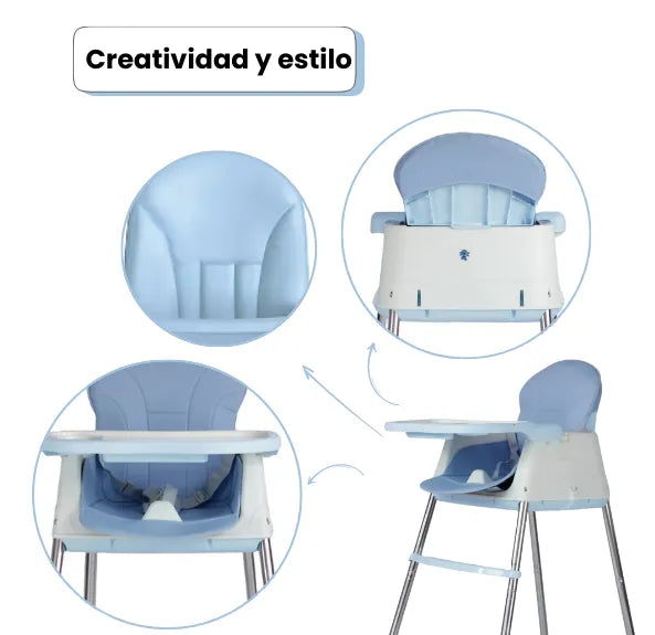 Silla Comedor Infantil Con Bandeja Y Ruedas Altura Ajustable Para Niños