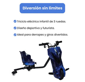 Triciclo Eléctrico Infantil 3 Ruedas con Luces LED, Bluetooth y Velocidades Ajustables