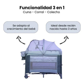 Cuna Corral Tipo Colecho Para Bebé Patio Con Mosquitero, Organizador Y Móvil Musical