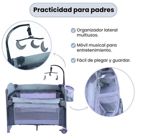 Cuna Corral Tipo Colecho Para Bebé Patio Con Mosquitero, Organizador Y Móvil Musical