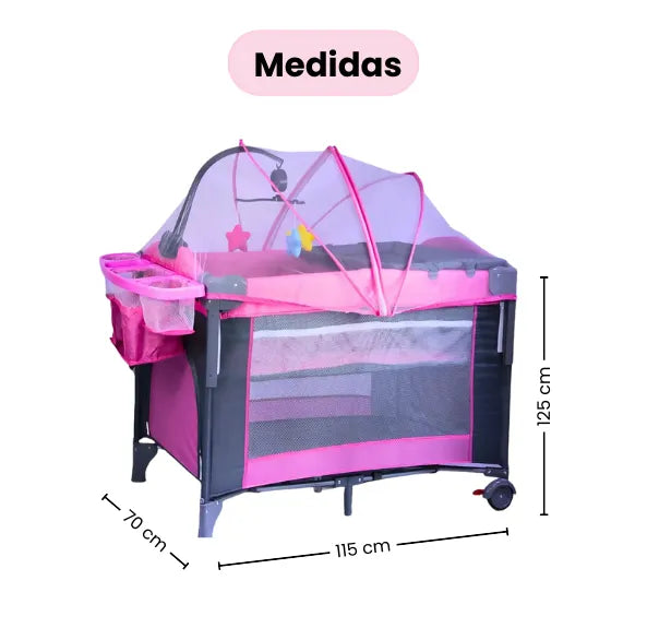 Cuna Corral Tipo Colecho Para Bebé Patio Con Mosquitero, Organizador Y Móvil Musical