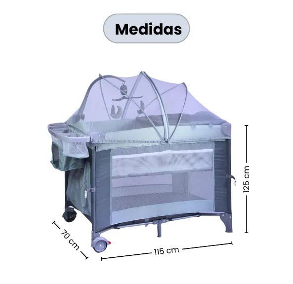 Cuna Corral Tipo Colecho Para Bebé Patio Con Mosquitero, Organizador Y Móvil Musical