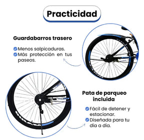 Bicicleta Rin 26 Para Niño Marco Resistente Color Negro con Azul