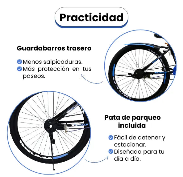 Bicicleta Rin 26 Para Niño Marco Resistente Color Negro con Azul