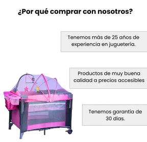 Cuna Corral Tipo Colecho Para Bebé Patio Con Mosquitero, Organizador Y Móvil Musical