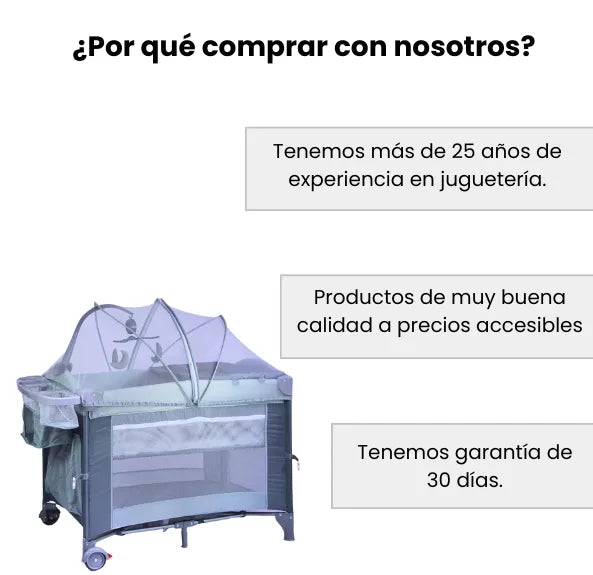 Cuna Corral Tipo Colecho Para Bebé Patio Con Mosquitero, Organizador Y Móvil Musical