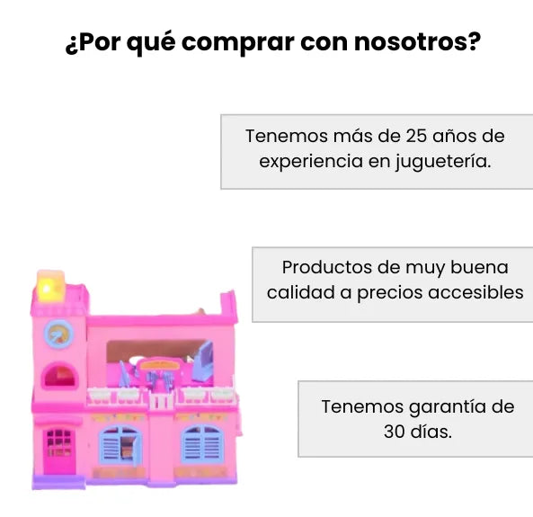 Casa de Muñecas Escolar Pequeña Infantil 2 Pisos con 2 Muñecas y 54 Piezas