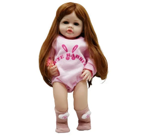 Muñeca Bebé Realista Latina 55 cm con Cabello Largo Peinable y Accesorios