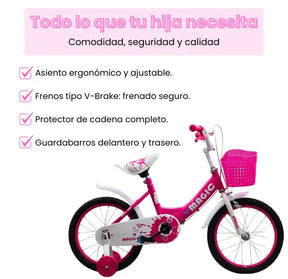 Bicicleta Infantil Rin 16 Para Niña Con Llantas Auxiliares