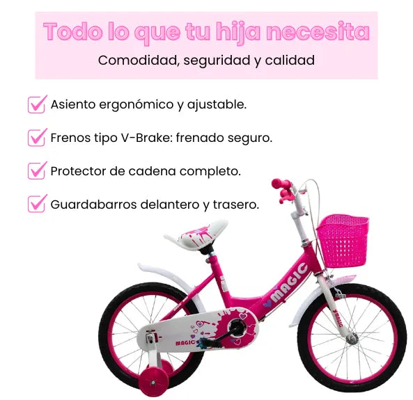 Bicicleta Infantil Rin 16 Para Niña Con Llantas Auxiliares