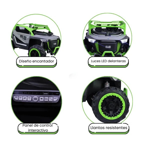 Montable Eléctrico Campero Grande Con Luces LED, Sonidos, Bluetooth Y Control Remoto