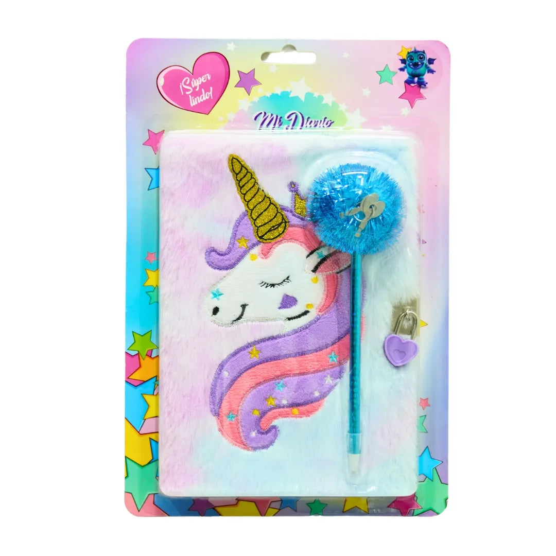 Diario Secreto Unicornio Peluche Con Candado