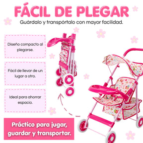 Coche Metálico Grande Plegable Para Muñecas