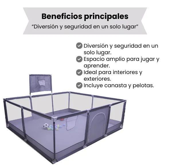 Parque Infantil Grande con Canasta y Pelotas Corral de Juegos para Bebés Portátil Plegable