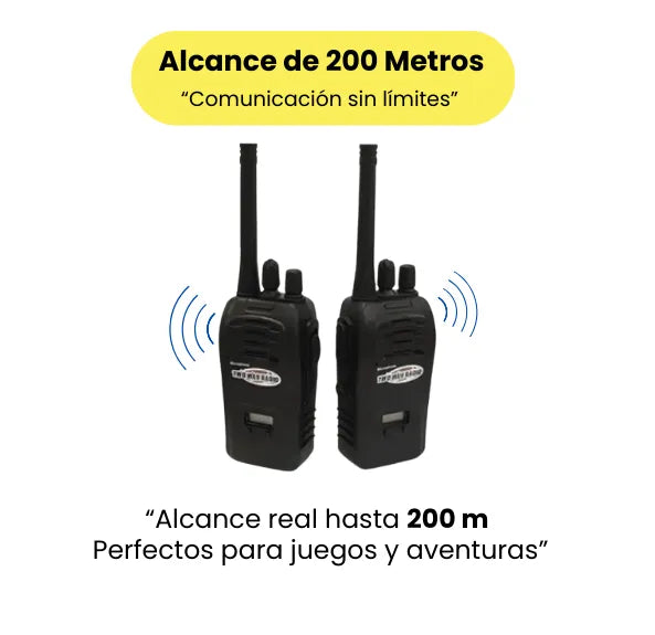 Walkie Talkies Infantiles con Batería Recargable 200 Metros Largo Alcance